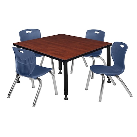 Regency Tables > Height Adjustable > Square Table & Chair Sets, 30 W, 30 L, 23-35 H, Cherry TB4242CHAPBK45NV